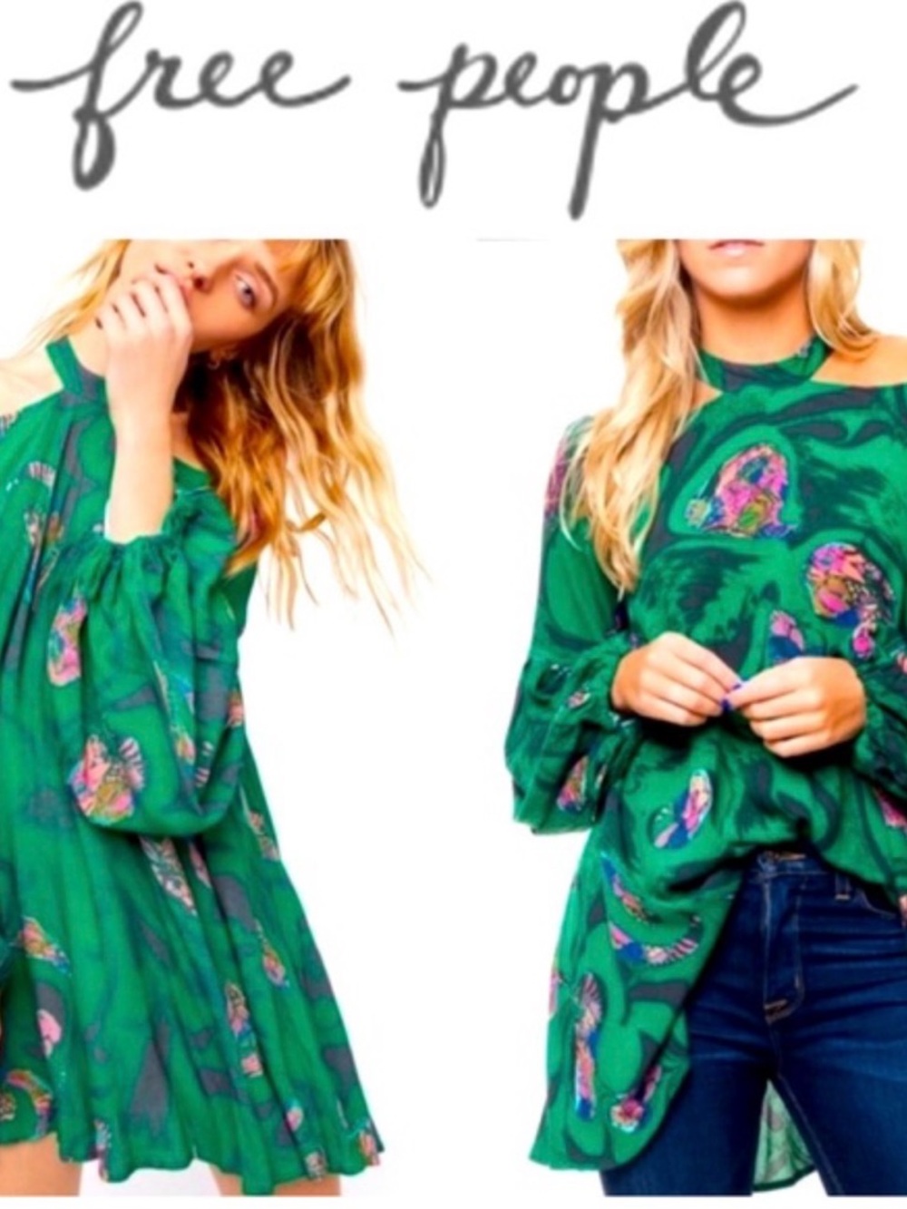 Free People Drift Away cold shoulder tunic or mini dress Size Large